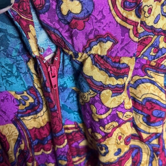 Vintage JB Wright 12 Petite Mod Shirt Dress Jewel Tone Paisley‎ Maximalist 80s - Picture 3 of 6